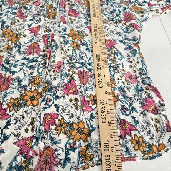Simply Emma Garden Floral Popover Top Sz 2X White Pink Peasant Pretty Boho - Picture 8 of 9